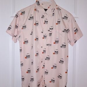 Brooklyn Standard young men's Medium pink skull button down
